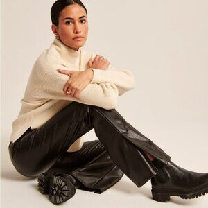 Abercrombie Split-Hem Vegan Leather Slim Flare Pants